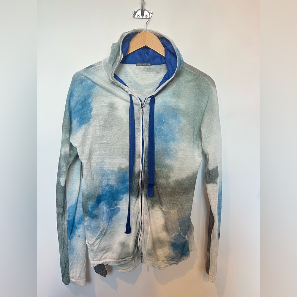 in bed with you Italian Linen Blend Zip Hoodie‎ XL